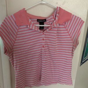 Striped pink polo shirt